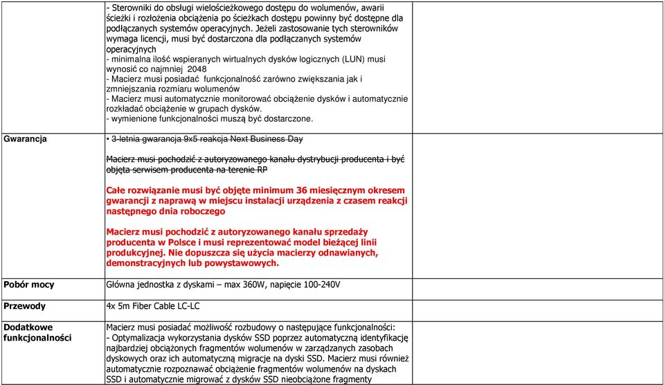 najmniej 2048 - Macierz musi posiadać funkcjonalność zarówno zwiększania jak i zmniejszania rozmiaru wolumenów - Macierz musi automatycznie monitorować obciążenie dysków i automatycznie rozkładać