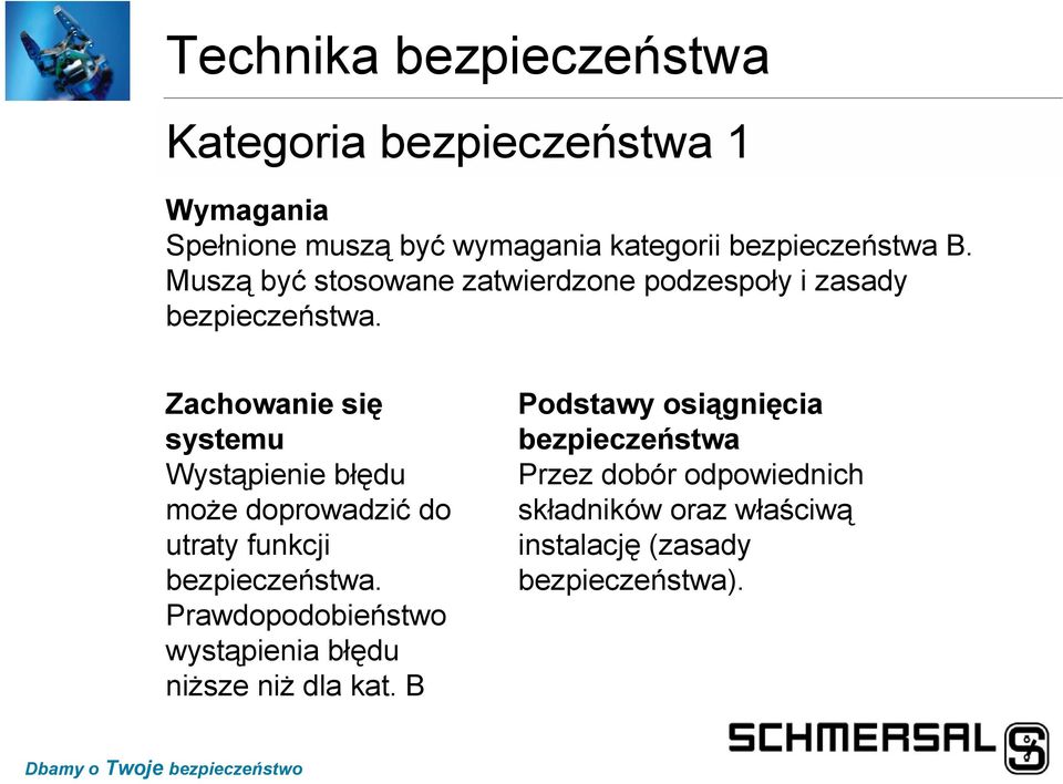 Zachowanie się systemu Wystąpienie błędu może doprowadzić do utraty funkcji.