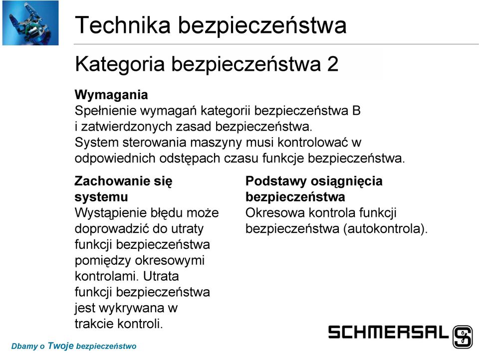 Zachowanie się systemu Wystąpienie błędu może doprowadzić do utraty funkcji pomiędzy