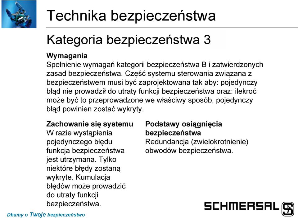 funkcji oraz: ilekroć może być to przeprowadzone we właściwy sposób, pojedynczy błąd powinien zostać wykryty.