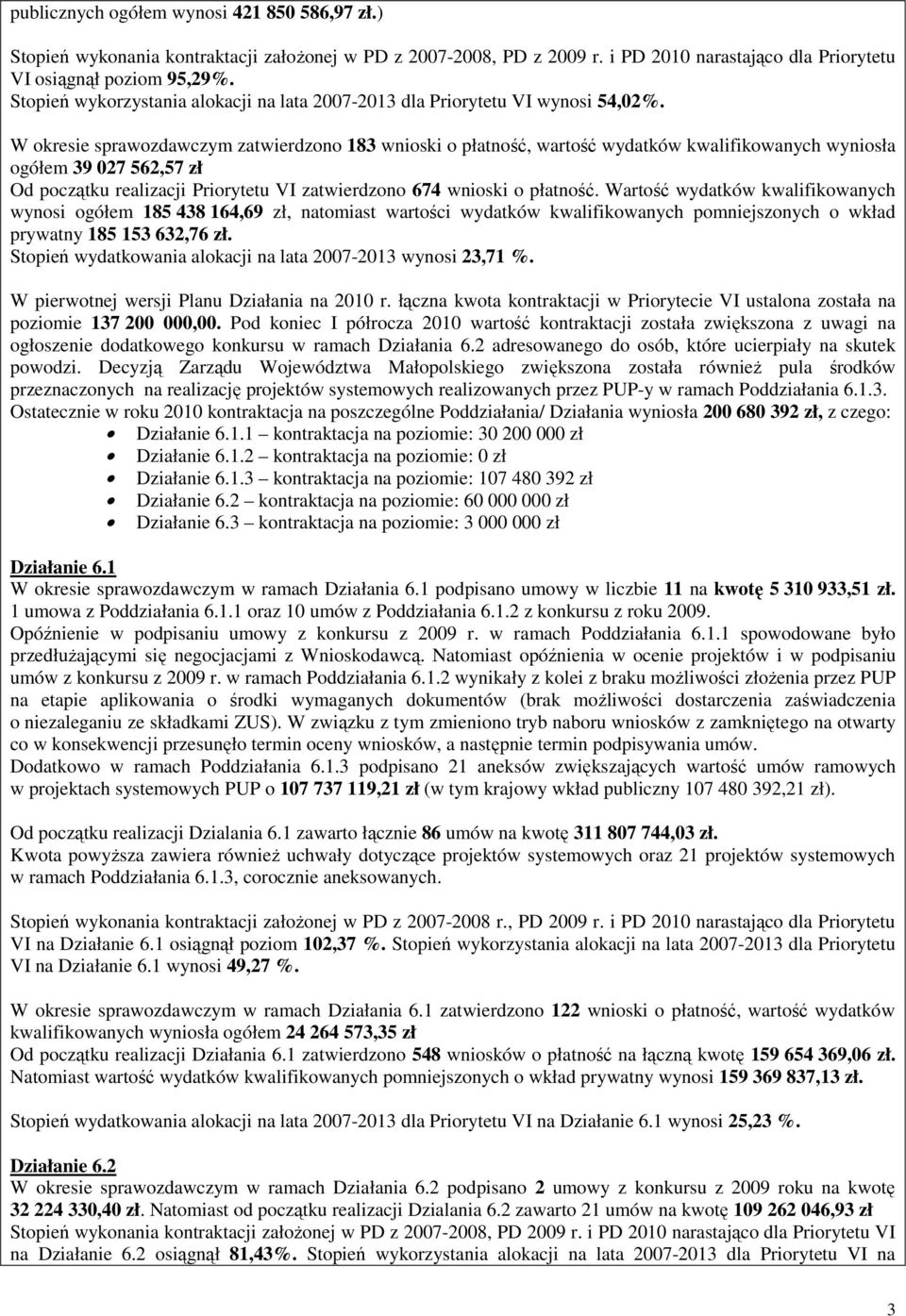 W okresie sprawozdawczym zatwierdzono 183 wnioski o płatność, wartość wydatków kwalifikowanych wyniosła ogółem 39 027 562,57 zł Od początku realizacji Priorytetu VI zatwierdzono 674 wnioski o