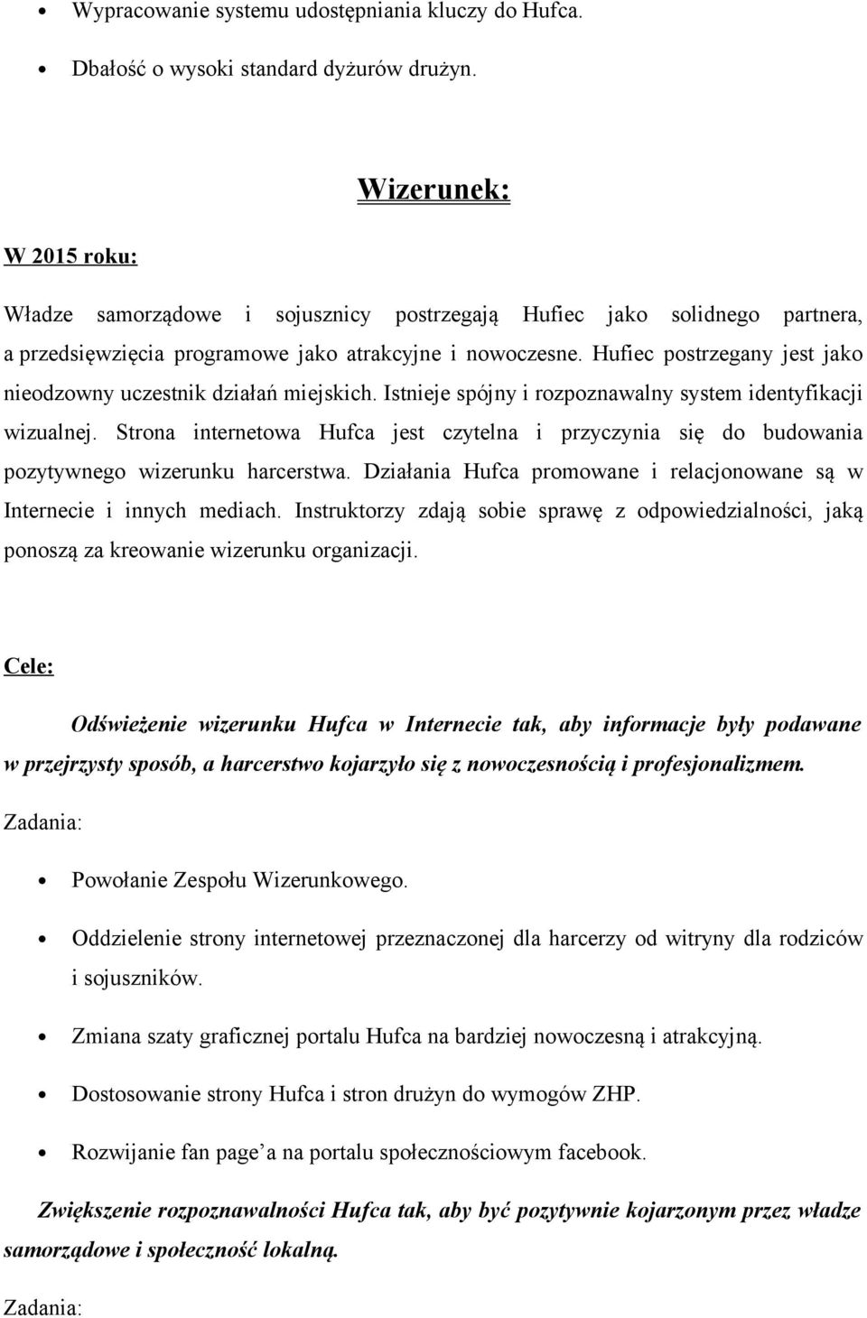 Hufiec postrzegany jest jako nieodzowny uczestnik działań miejskich. Istnieje spójny i rozpoznawalny system identyfikacji wizualnej.