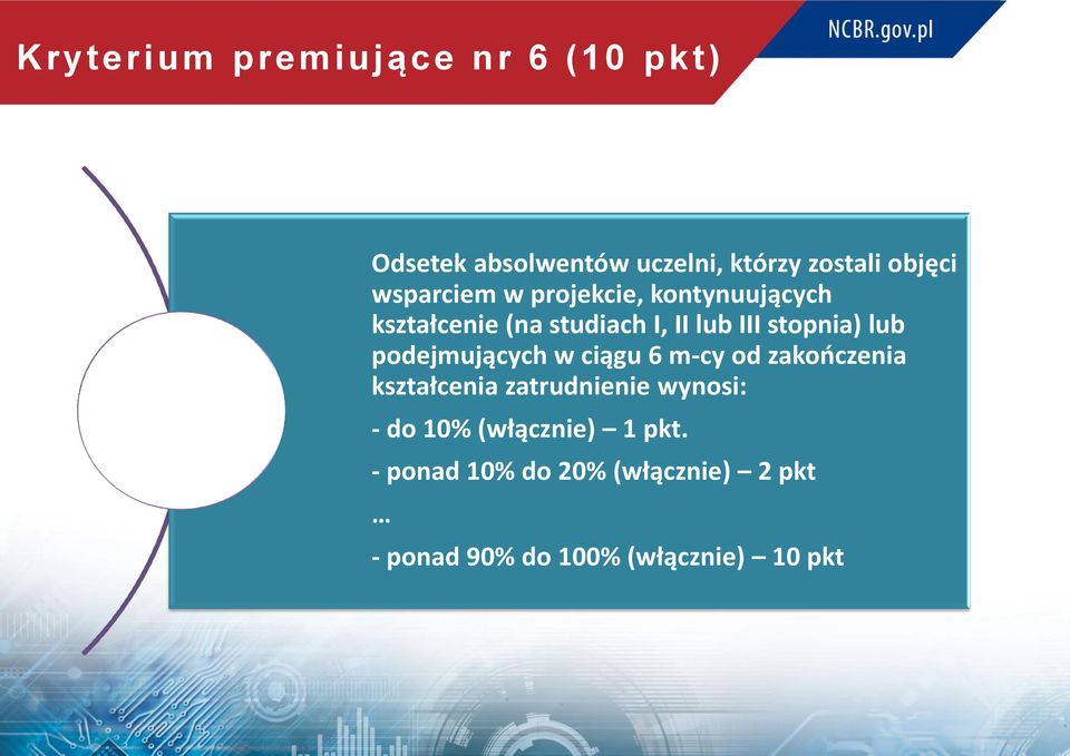 lub podejmujących w ciągu 6 m-cy od zakończenia kształcenia zatrudnienie wynosi: - do