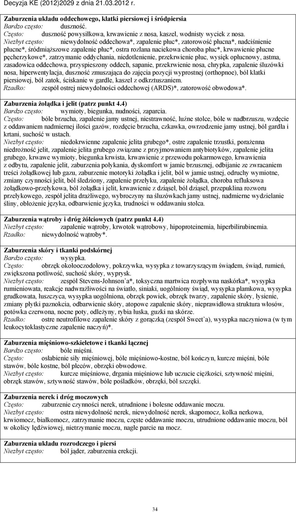 pęcherzykowe*, zatrzymanie oddychania, niedotlenienie, przekrwienie płuc, wysięk opłucnowy, astma, zasadowica oddechowa, przyspieszony oddech, sapanie, przekrwienie nosa, chrypka, zapalenie śluzówki