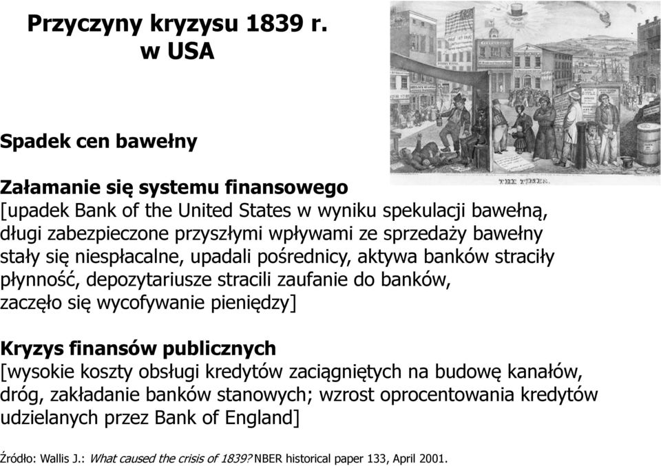 ze sprzedaży bawełny stały się niespłacalne, upadali pośrednicy, aktywa banków straciły płynność, depozytariusze stracili zaufanie do banków, zaczęło się