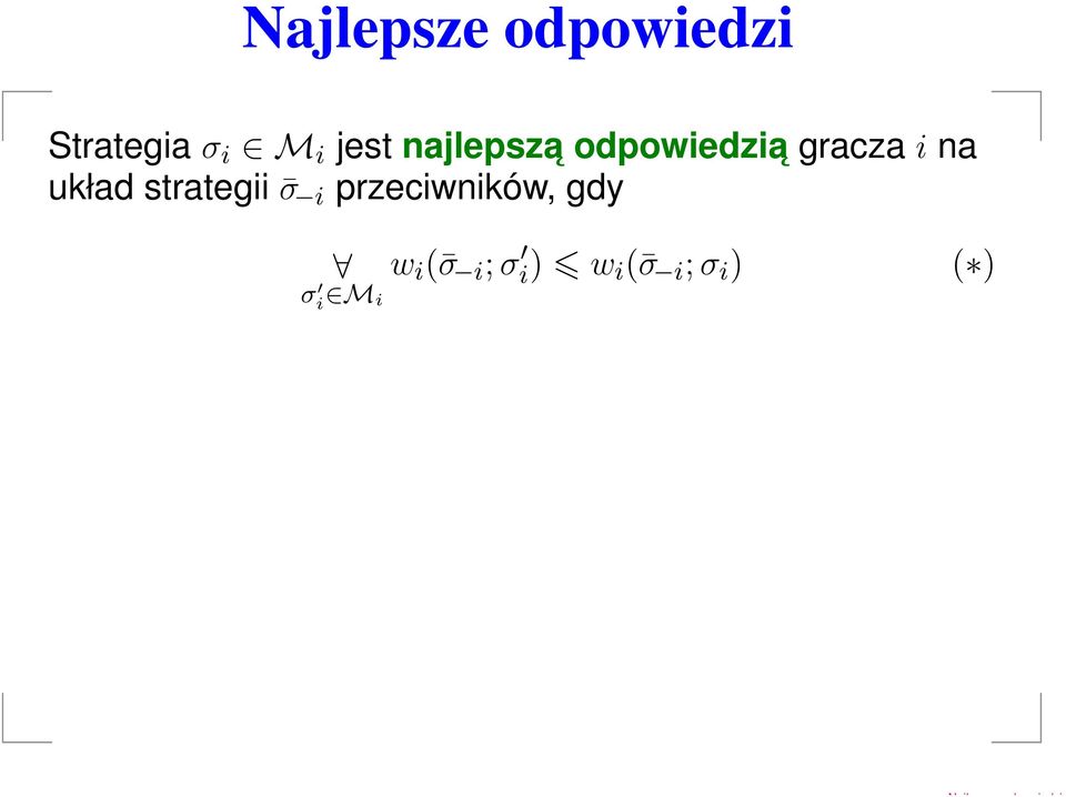 na układ strateg σ przecwnków,