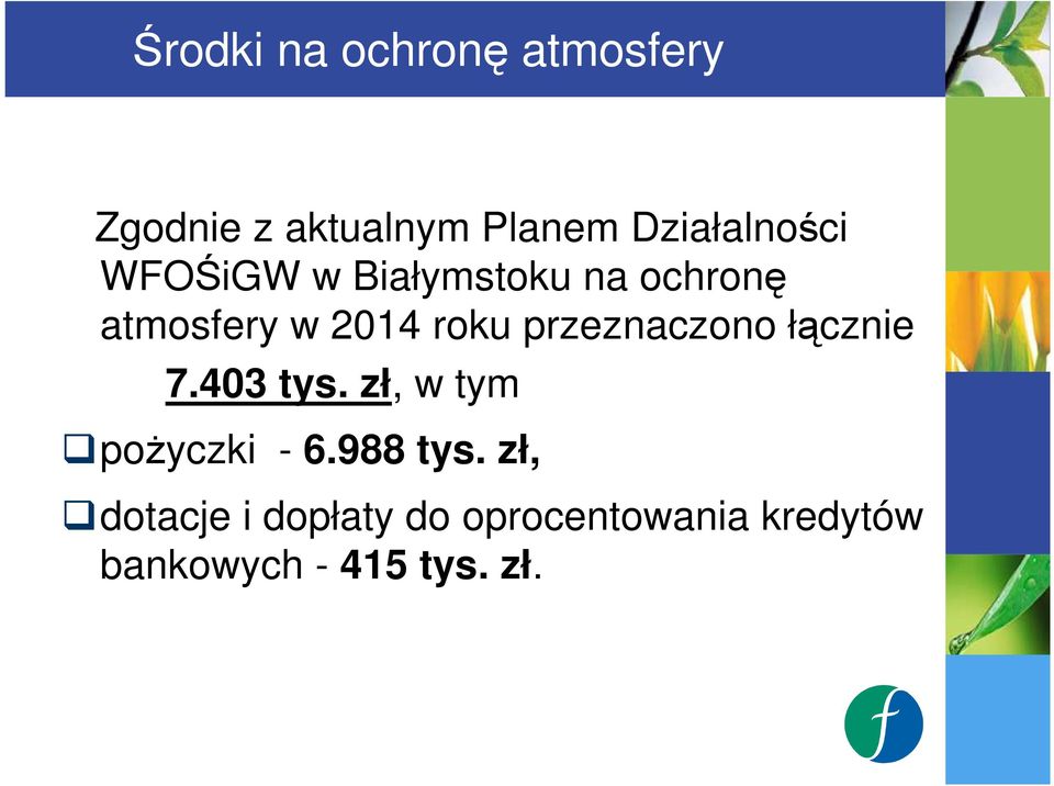 roku przeznaczono łącznie 7.403 tys. zł, w tym poŝyczki - 6.