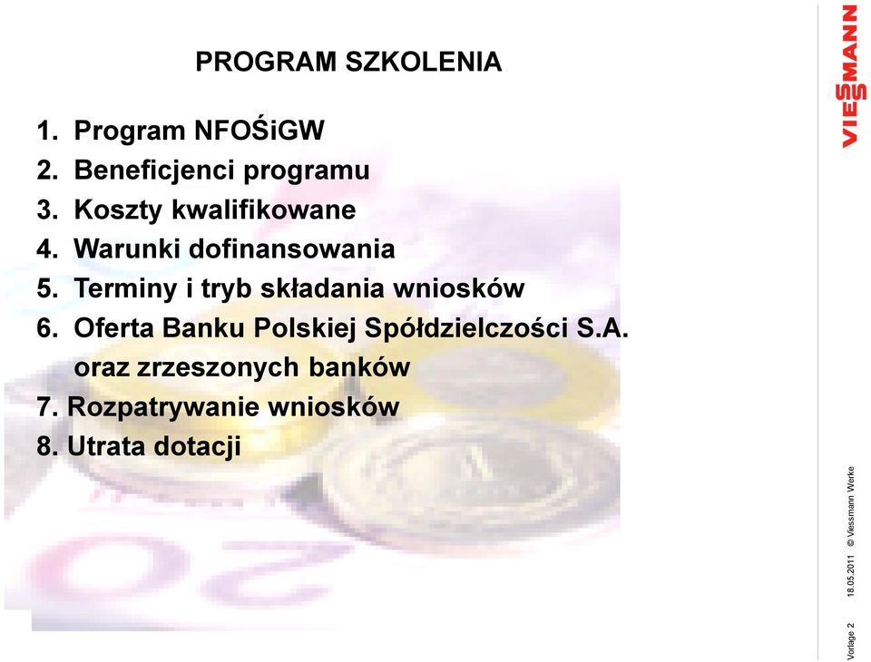 Warunki dofinansowania 5. Terminy i tryb składania wniosków 6.