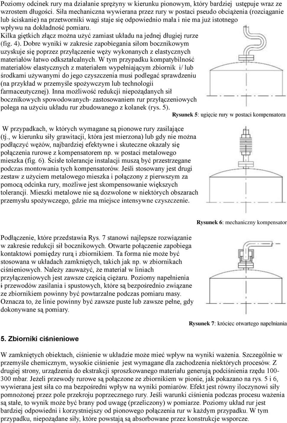 Kilka giętkich złącz można użyć zamiast układu na jednej długiej rurze (fig. 4).