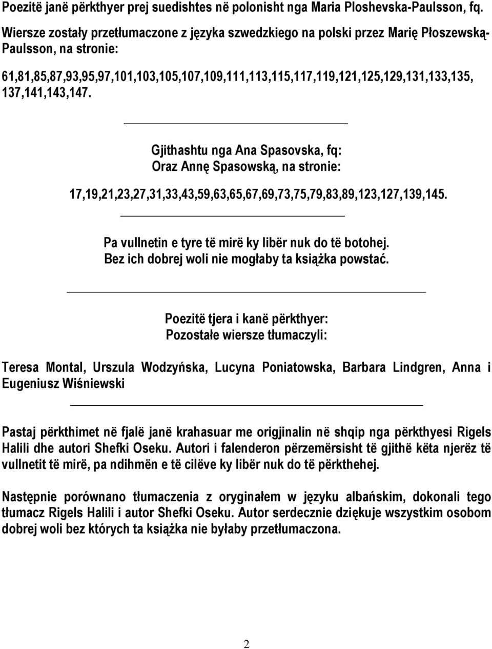 137,141,143,147. Gjithashtu nga Ana Spasovska, fq: Oraz Annę Spasowską, na stronie: 17,19,21,23,27,31,33,43,59,63,65,67,69,73,75,79,83,89,123,127,139,145.