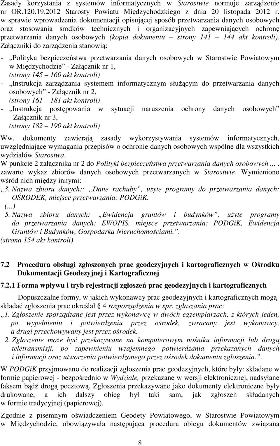 (kopia dokumentu strony 141 144 akt kontroli).