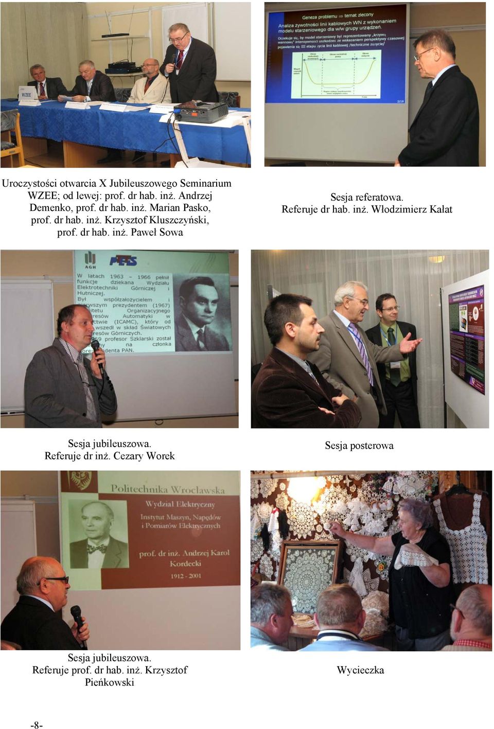 dr hab. inż. Paweł Sowa Sesja referatowa. Referuje dr hab. inż. Włodzimierz Kałat Sesja jubileuszowa.