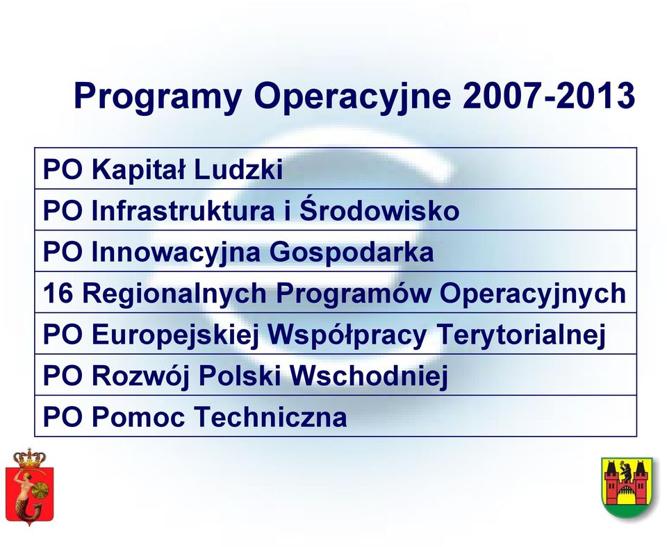 Regionalnych Programów Operacyjnych PO Europejskiej