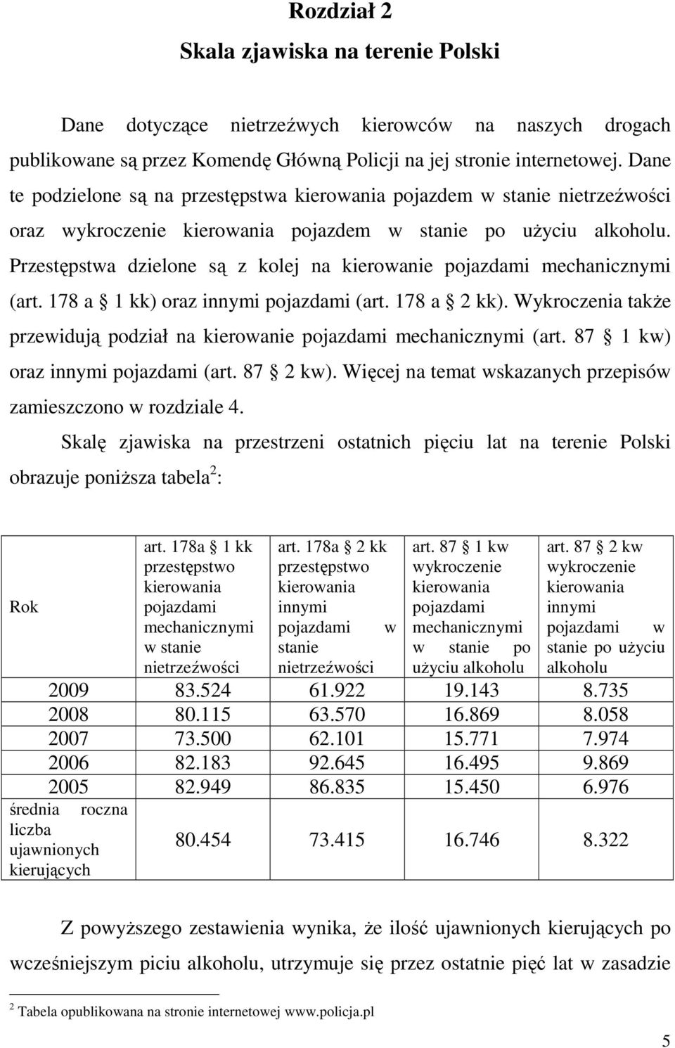 Przestępstwa dzielone są z kolej na kierowanie pojazdami mechanicznymi (art. 178 a 1 kk) oraz innymi pojazdami (art. 178 a 2 kk).