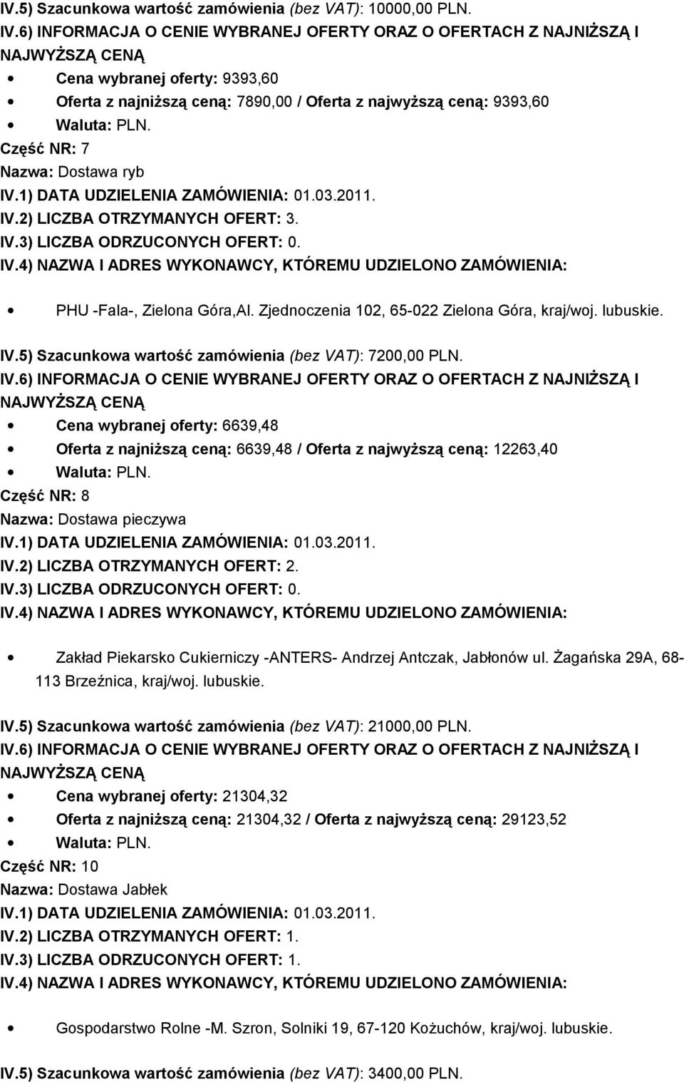 Zjednoczenia 102, 65-022 Zielona Góra, kraj/woj. lubuskie. IV.5) Szacunkowa wartość zamówienia (bez VAT): 7200,00 PLN.