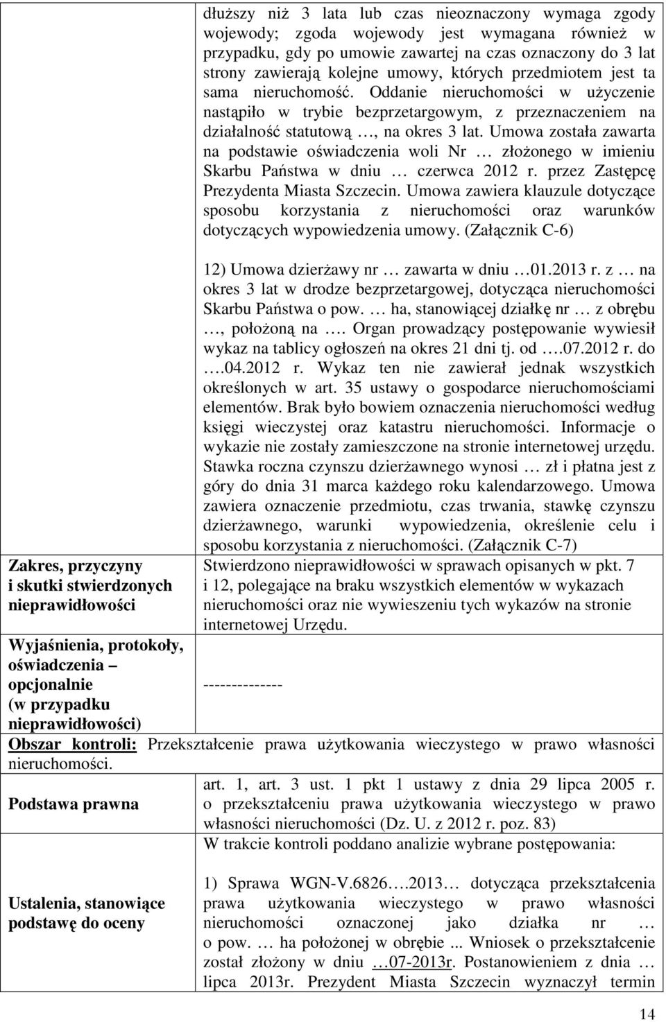 Oddanie nieruchomości w użyczenie nastąpiło w trybie bezprzetargowym, z przeznaczeniem na działalność statutową, na okres 3 lat.