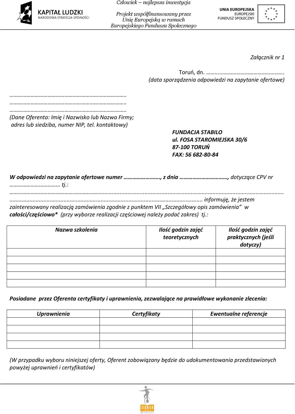 56 682-80-84 W odpowiedzi na zapytanie ofertowe numer., z dnia, dotyczące CPV nr tj.:.