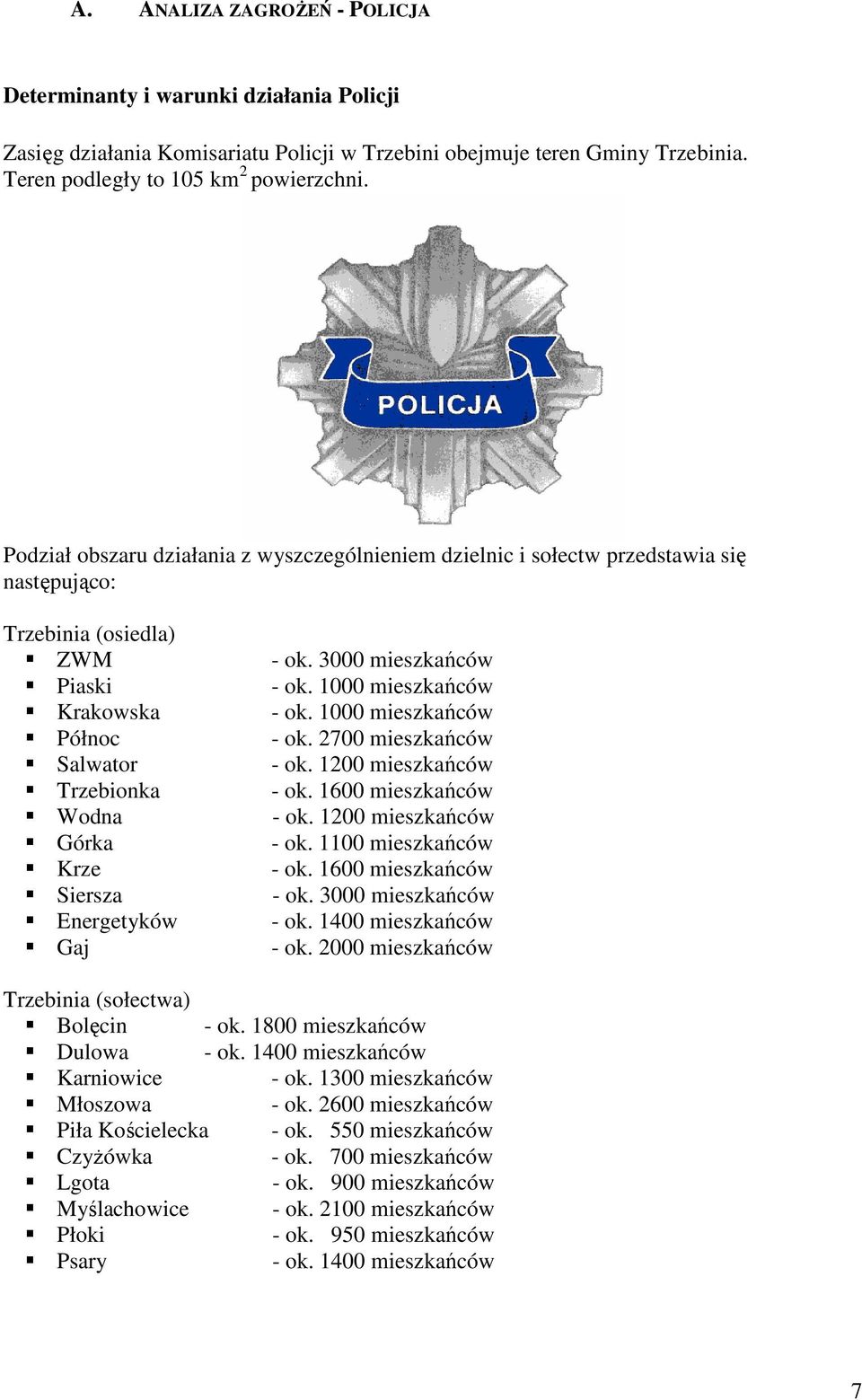 Gaj - ok. 3000 mieszkańców - ok. 1000 mieszkańców - ok. 1000 mieszkańców - ok. 2700 mieszkańców - ok. 1200 mieszkańców - ok. 1600 mieszkańców - ok. 1200 mieszkańców - ok. 1100 mieszkańców - ok.