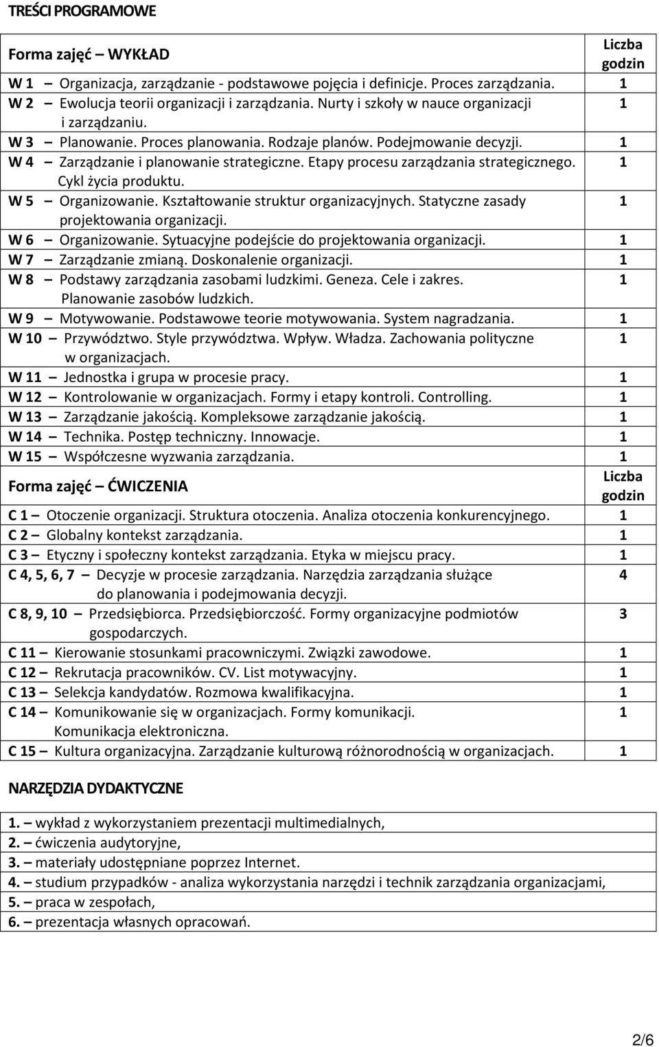 Kształtowanie struktur organizacyjnych. Statyczne zasady 1 projektowania. W 6 Organizowanie. Sytuacyjne podejście do projektowania. 1 W 7 Zarządzanie zmianą. Doskonalenie.