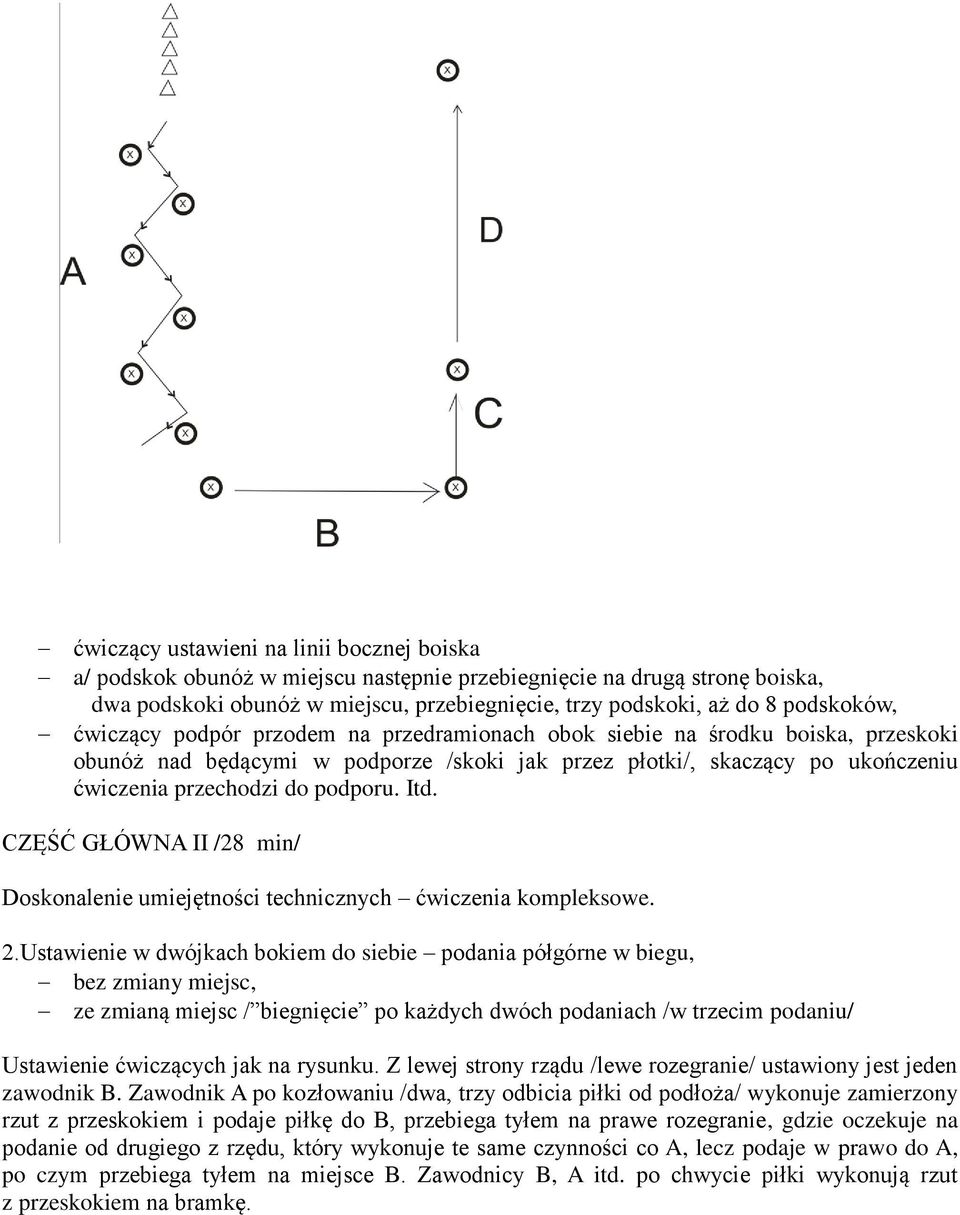 podporu. Itd. CZĘŚĆ GŁÓWNA II /28 min/ Doskonalenie umiejętności technicznych ćwiczenia kompleksowe. 2.