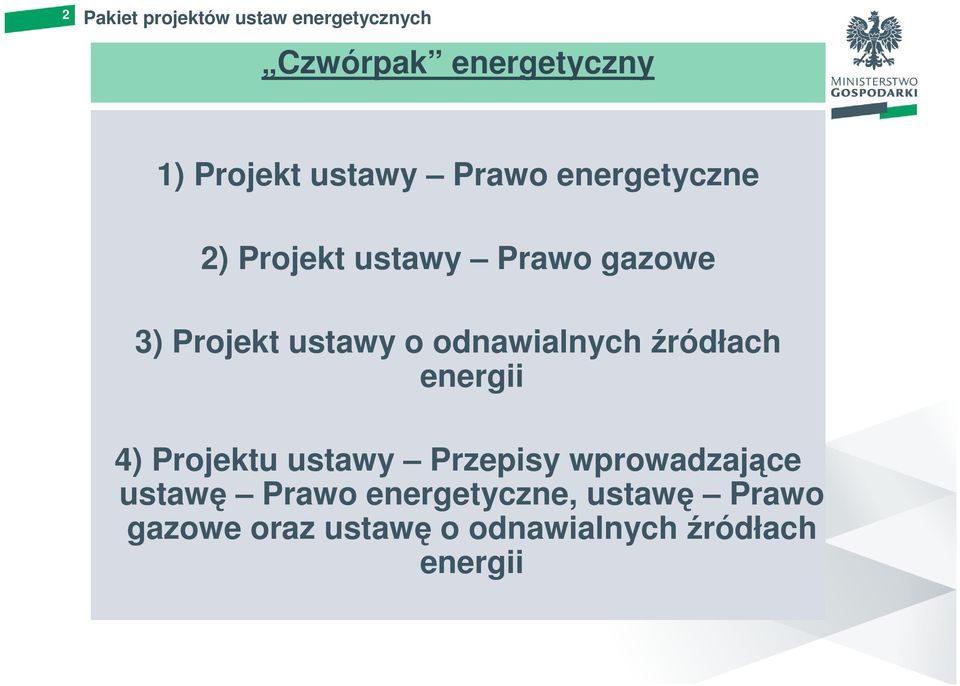 odnawialnych źródłach energii 4) Projektu ustawy Przepisy wprowadzające