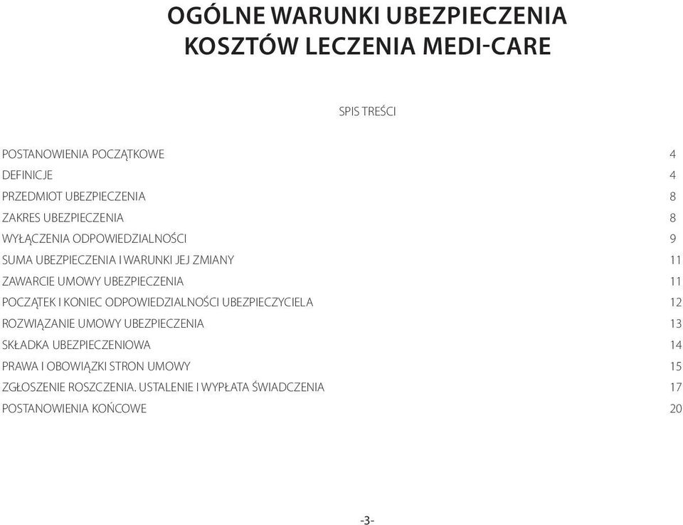 UMOWY UBEZPIECZENIA 11 POCZĄTEK I KONIEC ODPOWIEDZIALNOŚCI UBEZPIECZYCIELA 12 ROZWIĄZANIE UMOWY UBEZPIECZENIA 13 SKŁADKA