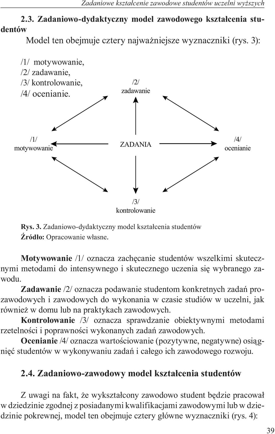 Zadaniowo-dydaktyczny model kształcenia studentów Źródło: Opracowanie własne.