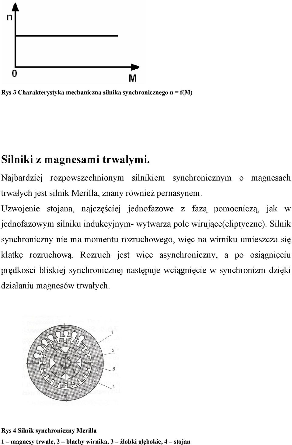 Uzwojenie stojana, najczęściej jednofazowe z fazą pomocniczą, jak w jednofazowym silniku indukcyjnym- wytwarza pole wirujące(eliptyczne).