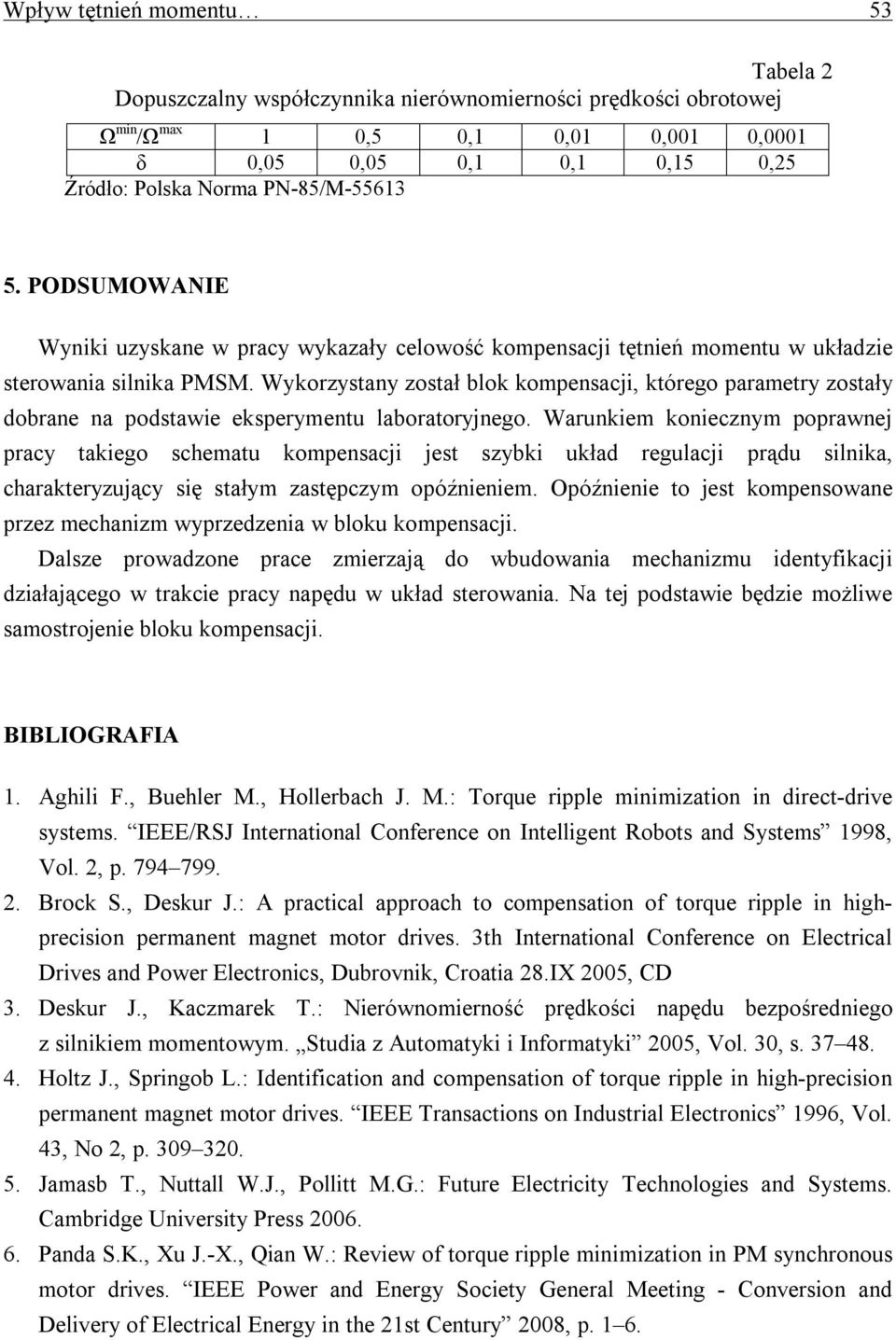 Wykorzystany został blok kompensacji, którego parametry zostały dobrane na podstawie eksperymentu laboratoryjnego.