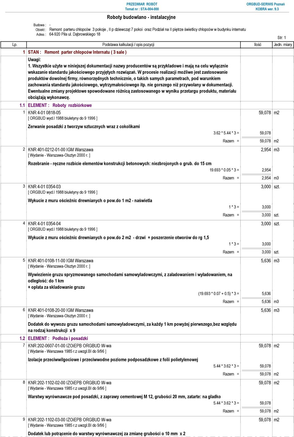 Wszystkie uŝyte w niniejszej dokumentacji nazwy producentów są przykładowe i mają na celu wyłącznie wskazanie standardu jakościowego przyjętych rozwiązań.