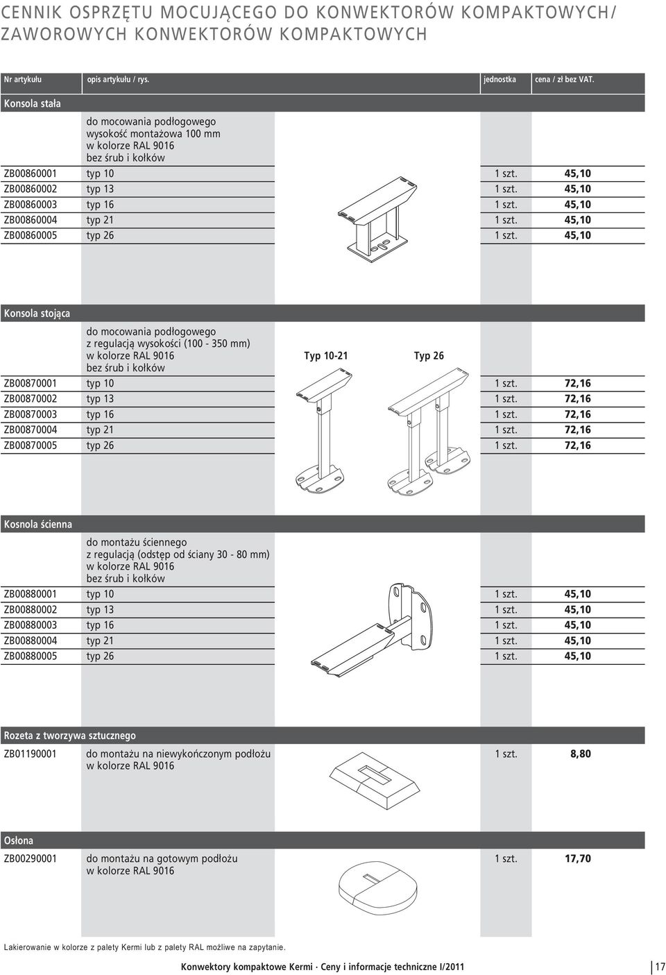 45,10 ZB00860004 typ 21 1 szt. 45,10 ZB00860005 typ 26 1 szt.