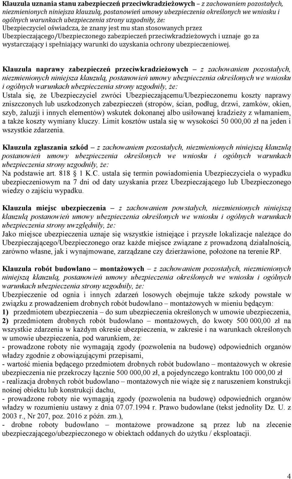 ochrony ubezpieczeniowej.