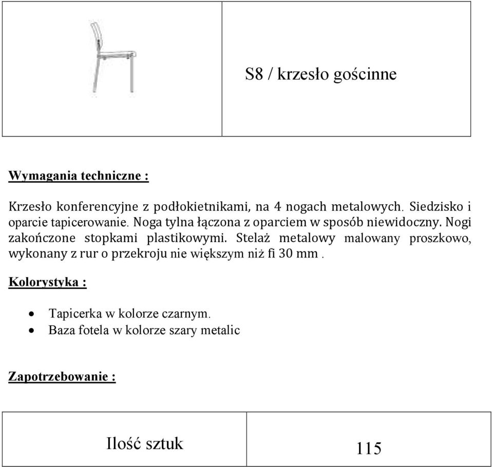 Nogi zakończone stopkami plastikowymi.