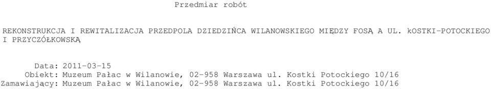 w Wilanowie, 02-958 Warszawa ul.