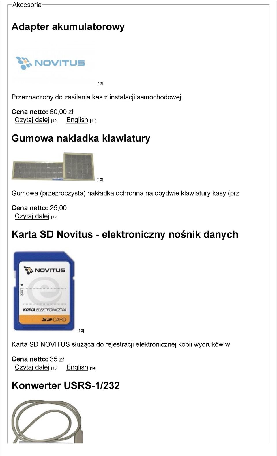 ochronna na obydwie klawiatury kasy (prz Cena netto: 25,00 Czytaj dalej [12] Karta SD Novitus - elektroniczny nośnik