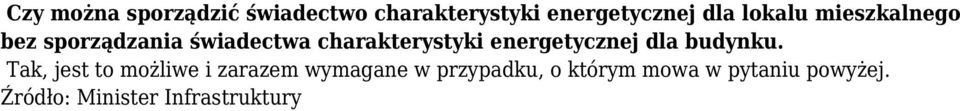 energetycznej dla budynku.