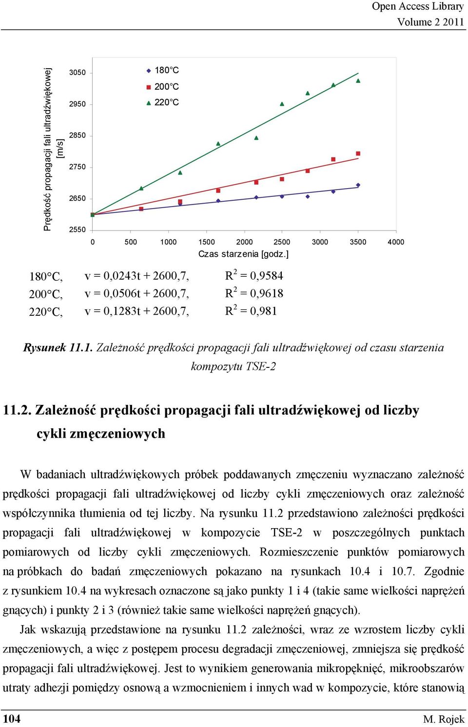 2. Zale no ć pr dko ci propagacji fali ultrad wi kowej od liczby cykli zm czeniowych W badaniach ultrad wi kowych próbek poddawanych zm czeniu wyznaczano zale no ć pr dko ci propagacji fali ultrad wi