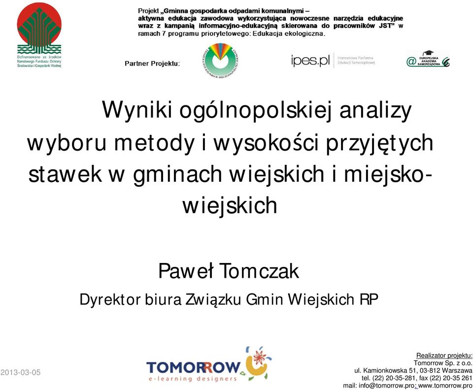 wiejskich i miejskowiejskich Pawe Tomczak