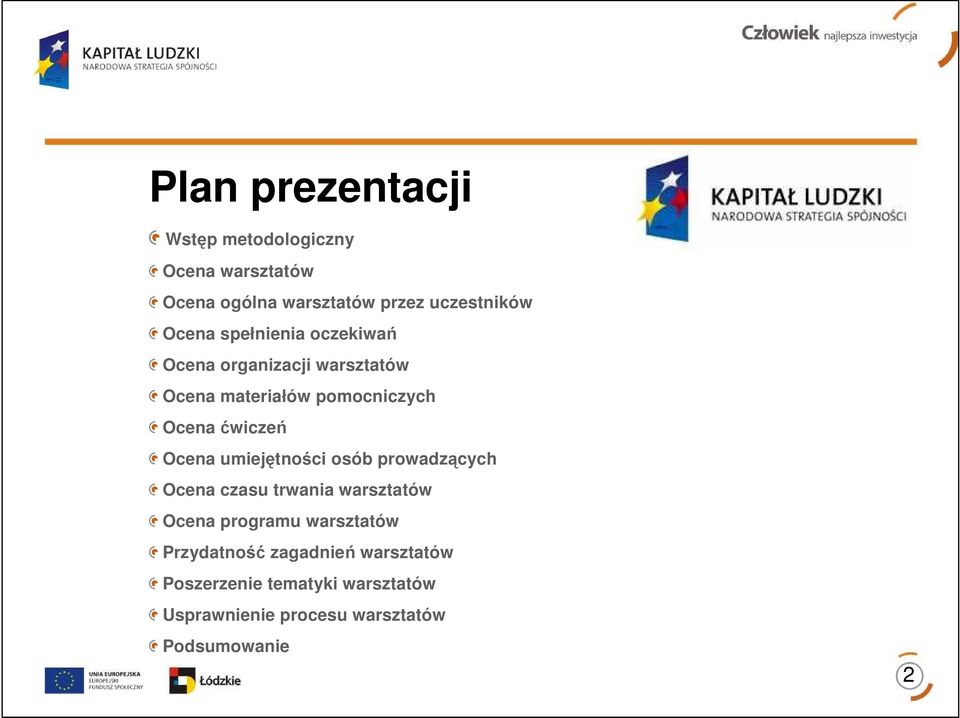 Ocena umiejętności osób prowadzących Ocena czasu trwania warsztatów Ocena programu warsztatów