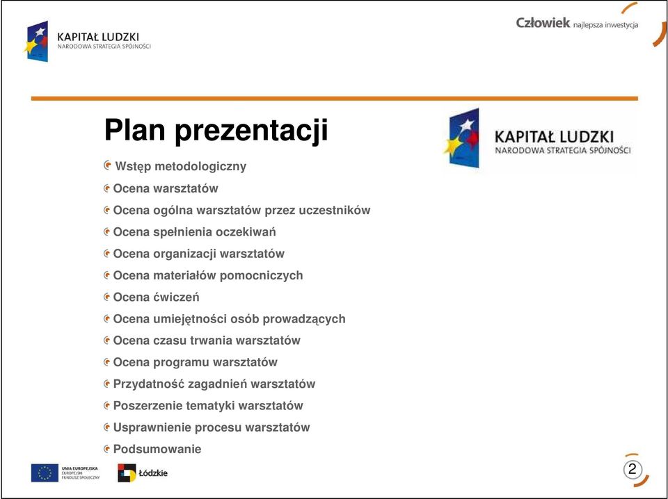 Ocena umiejętności osób prowadzących Ocena czasu trwania warsztatów Ocena programu warsztatów