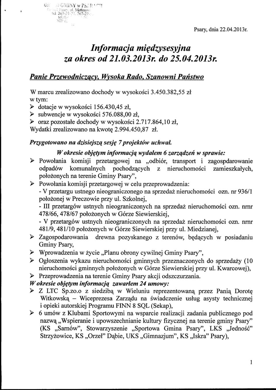 zl Przygotowano na dzisiejsz<{ sesje 7projektow uchwal.