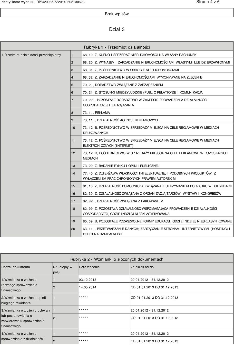 OBROCIE RUCHOMOŚCIAMI 4 68, 32, Z, ZARZĄDZA RUCHOMOŚCIAMI WYKONYWANE NA ZLECE 5 70, 2,, DORADZTWO ZWIĄZANE Z ZARZĄDZAM 6 70, 21, Z, STOSUNKI MIĘDZYLUDZKIE (PUBLIC RELATIONS) I KOMUNIKACJA 7 70, 22,,