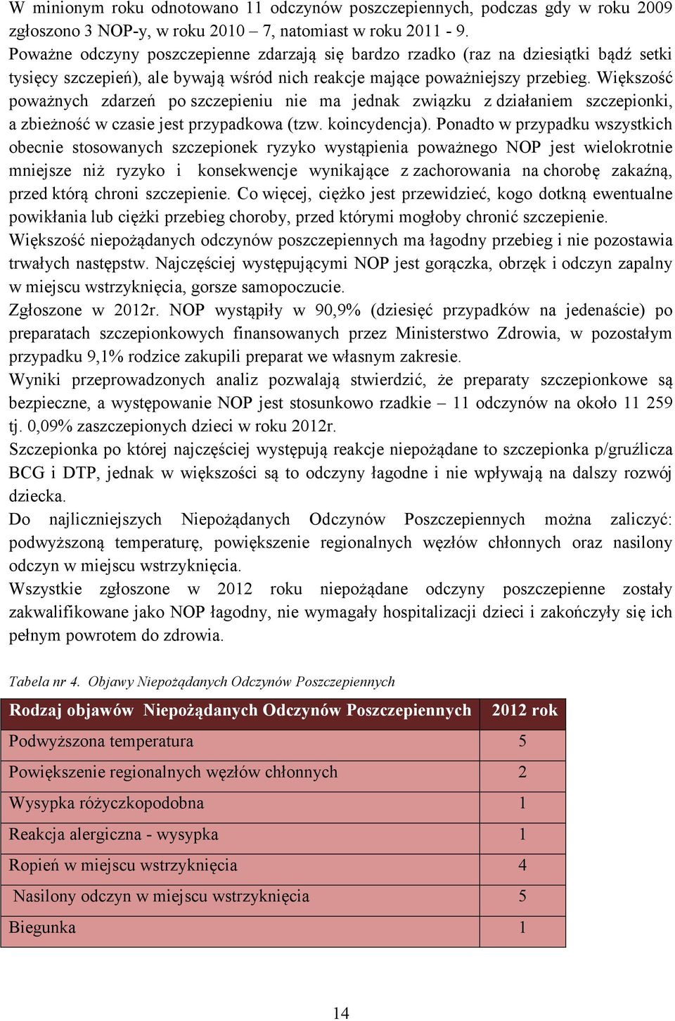 Większość poważnych zdarzeń po szczepieniu nie ma jednak związku z działaniem szczepionki, a zbieżność w czasie jest przypadkowa (tzw. koincydencja).