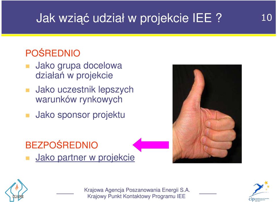 projekcie Jako uczestnik lepszych warunków