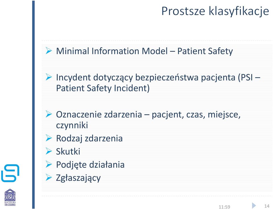 Incident) Oznaczenie zdarzenia pacjent, czas, miejsce,