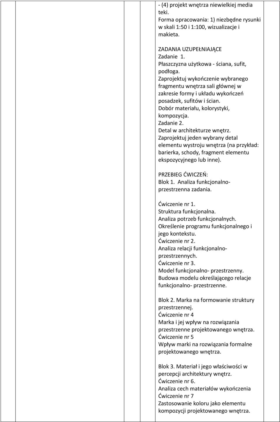 Dobór materiału, kolorystyki, kompozycja. Zadanie 2. Detal w architekturze wnętrz.