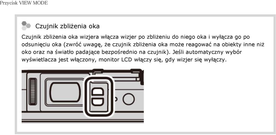 może reagować na obiekty inne niż oko oraz na światło padające bezpośrednio na czujnik).