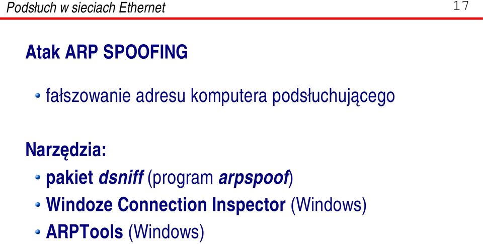 pakiet dsniff (program arpspoof) Windoze
