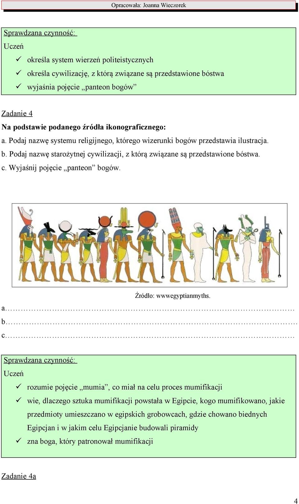 c. Wyjaśnij pojęcie panteon bogów. Źródło: wwwegyptianmyths. a b.