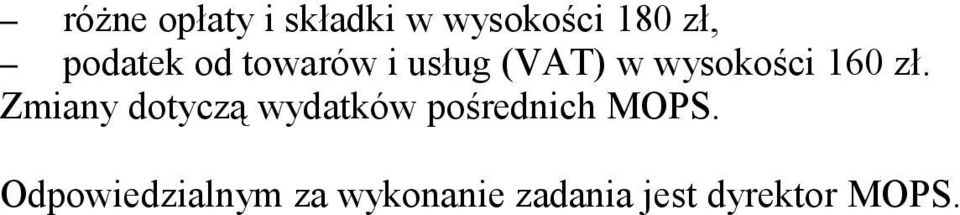zł. Zmiany dotyczą wydatków pośrednich MOPS.